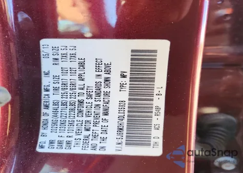 2013 Honda Cr-V Exl from USA, damaged, VIN 5J6RM3H74DL035928